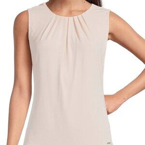 Calvin Klein Blush Pink Pleated Neck Sleeveless Shell Top Small